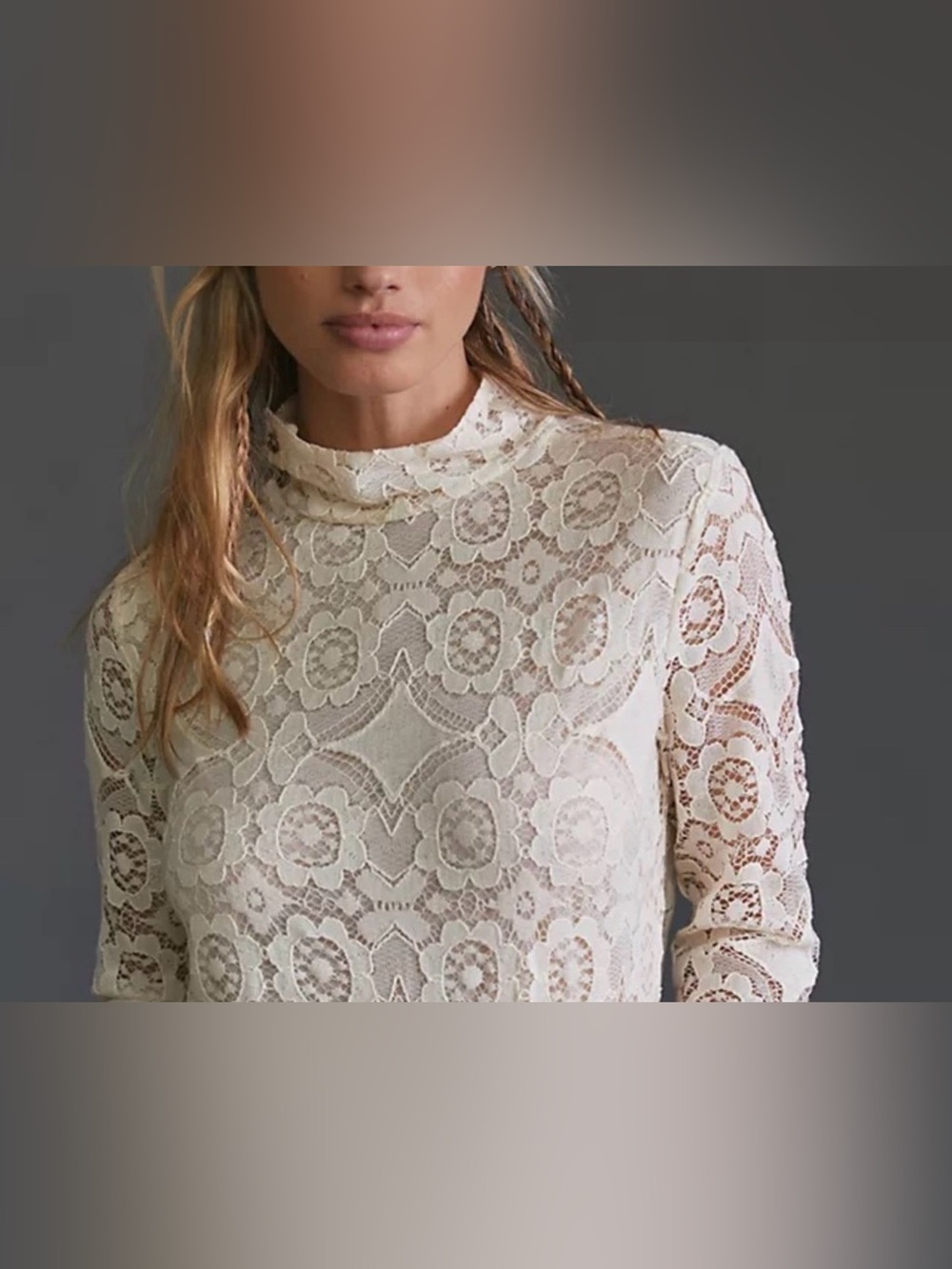 Maeve Women’s Crisanta Ivory Lace Mock-Neck Blouse. Size XS #Anthropologie.